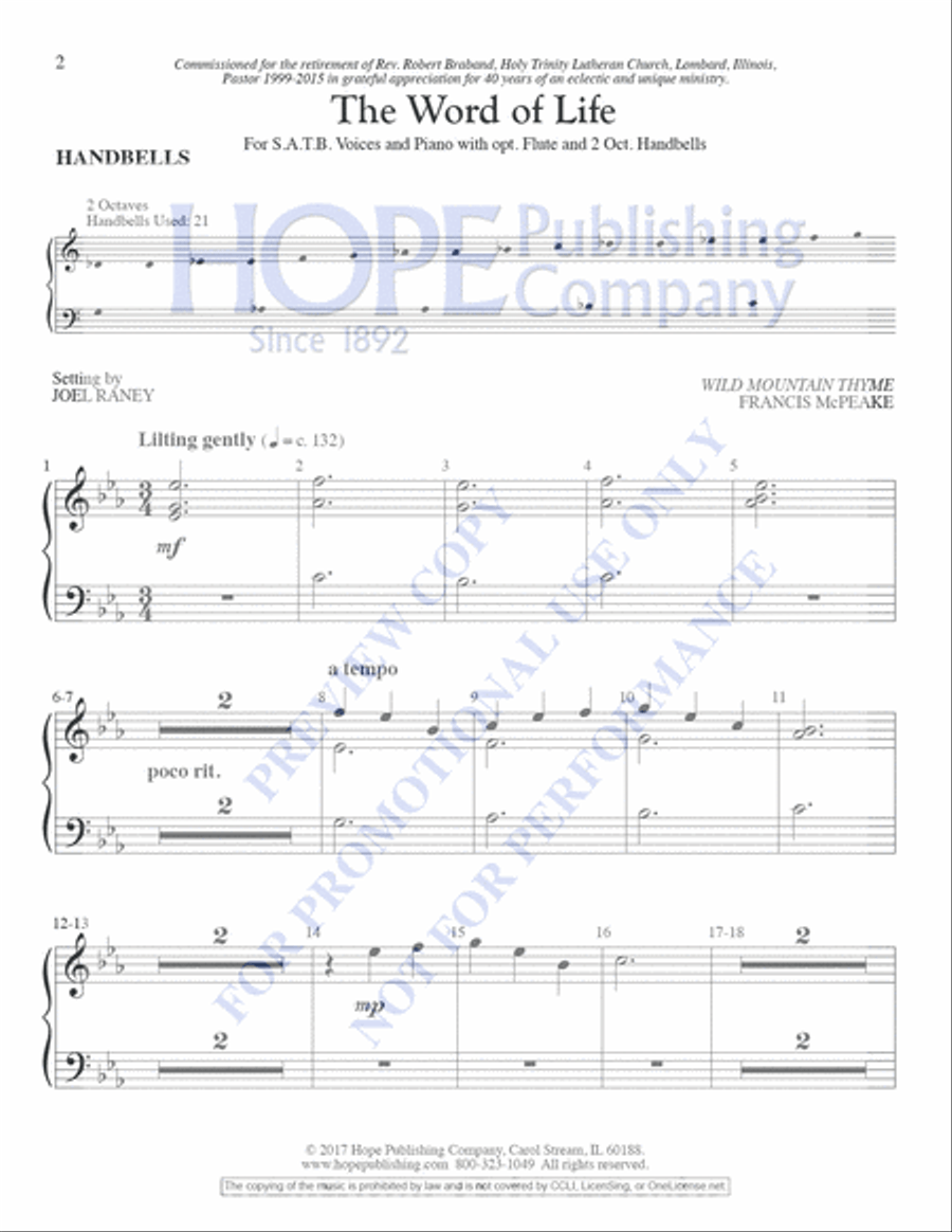 Word of Life, The-Handbell Part Choir scores gallery preview page 2