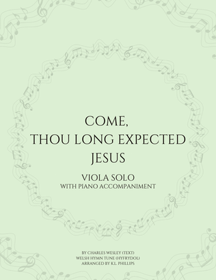 Come, Thou Long Expected Jesus - Viola Solo with Piano Accompaniment
