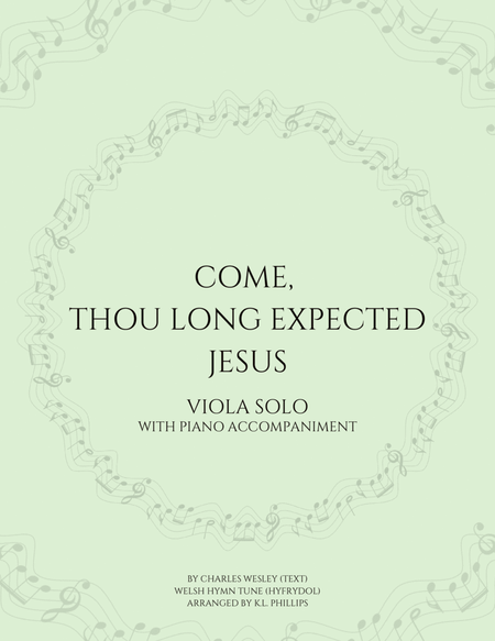 Come, Thou Long Expected Jesus - Viola Solo with Piano Accompaniment image number null