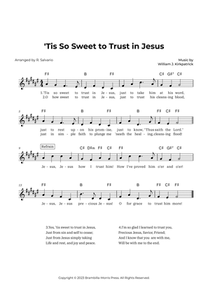 'Tis So Sweet to Trust in Jesus (Key of F-Sharp Major)