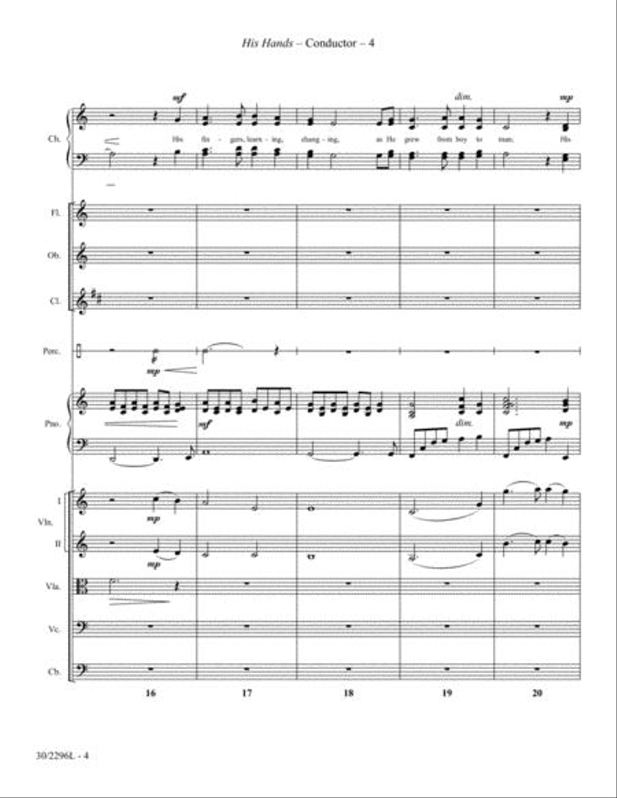 His Hands - Small Orchestra Score and Parts