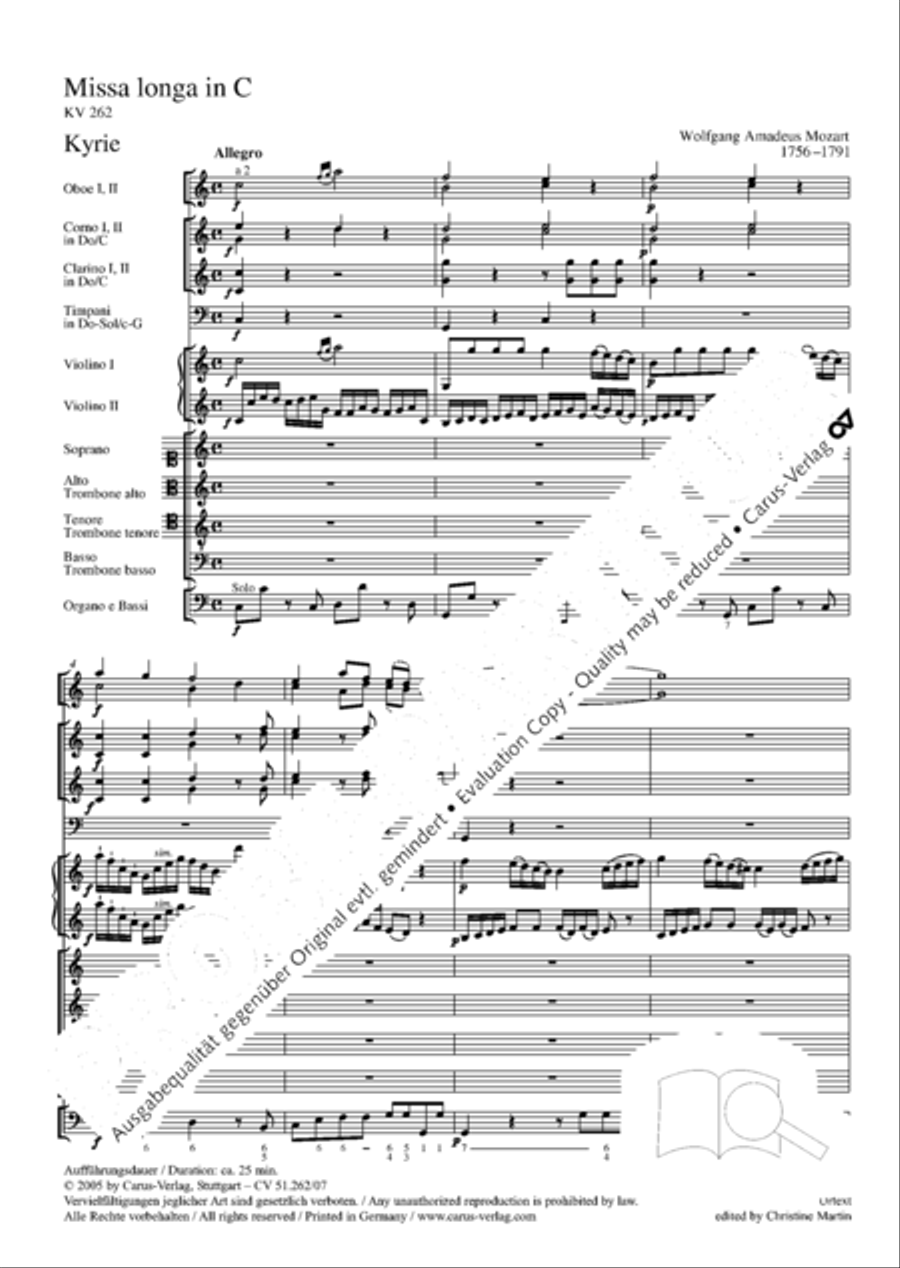 Missa longa in C major (Missa longa in C) 4-Part scores gallery preview page 9