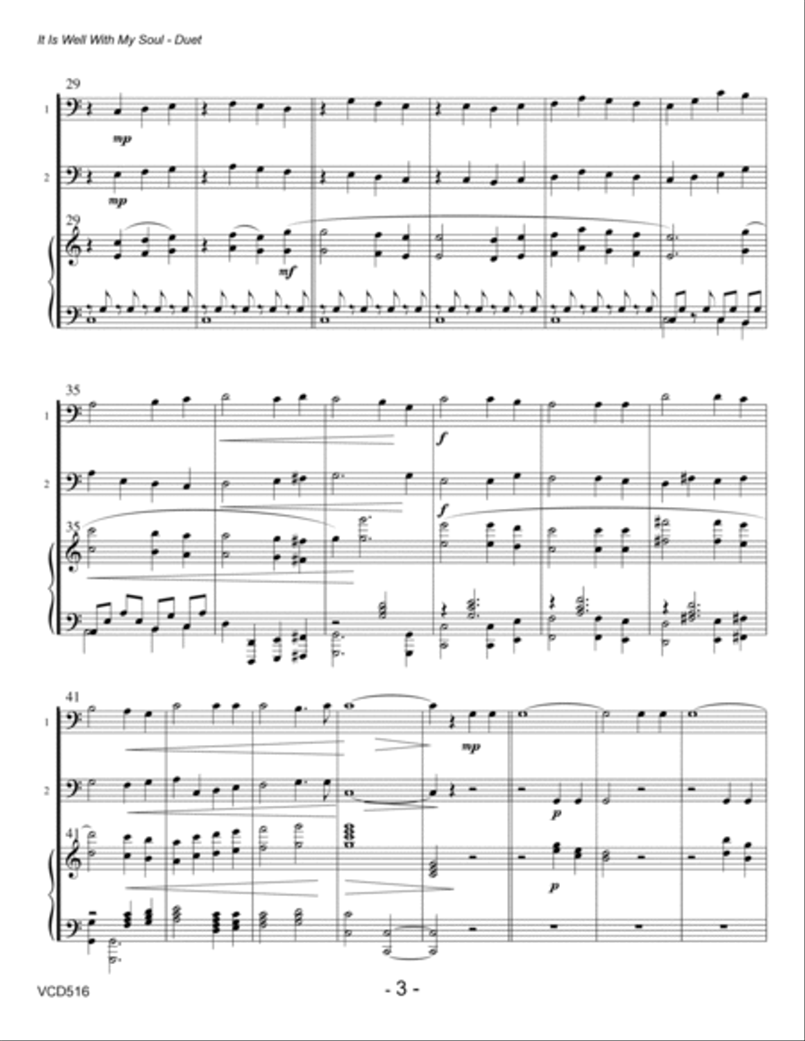 IT IS WELL WITH MY SOUL - Cello Duet with Piano Accompaniment String Duet scores gallery preview page 3