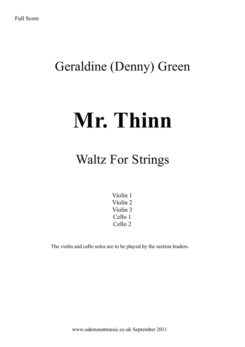 Mr. Thinn, Waltz for Strings (School Arrangement) image number null