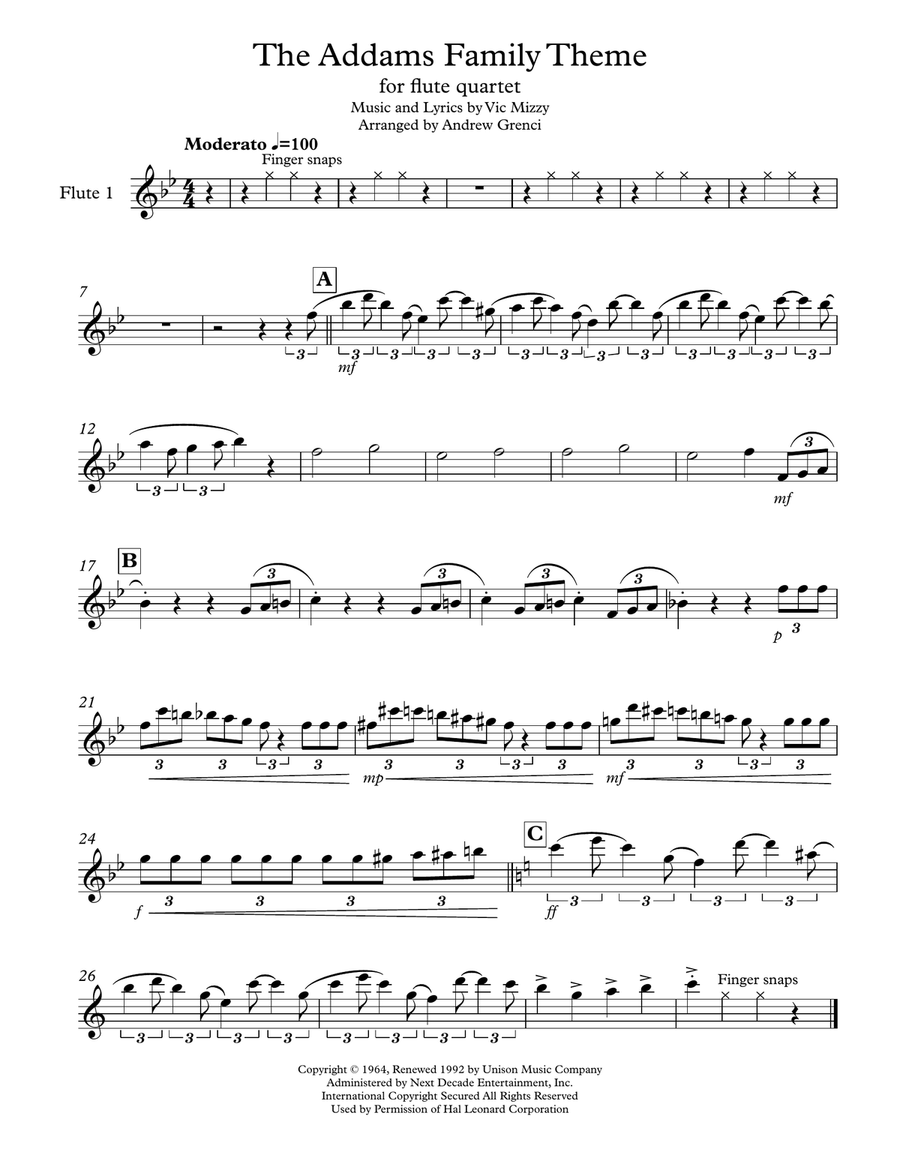 The Addams Family Theme The Addams Family Theme Woodwind Quartet scores gallery preview page 3