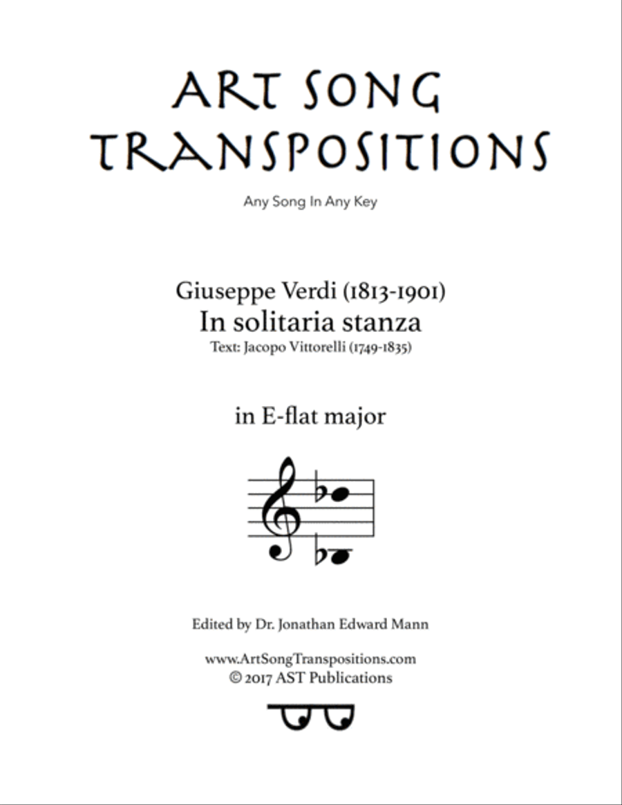 VERDI: In solitaria stanza (transposed to A major) Piano, Vocal scores gallery preview page 1