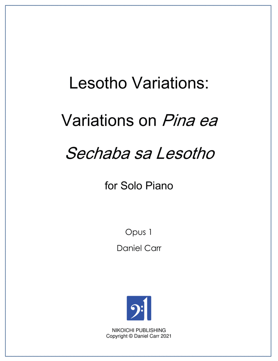 Lesotho Variations for Solo Piano - Opus 1