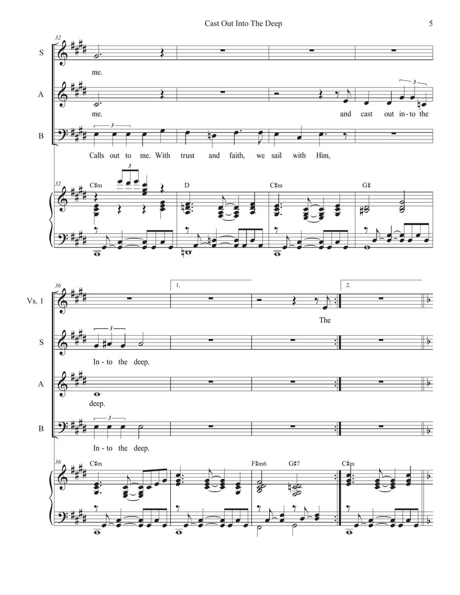 Cast Out Into The Deep (SAB) 3-Part scores gallery preview page 5