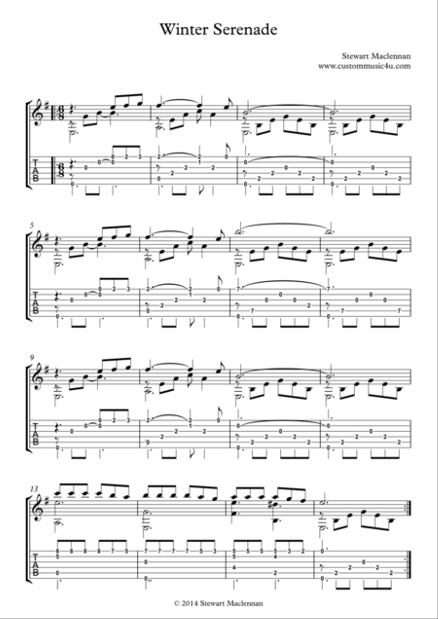 Winter Serenade Classical Guitar scores gallery preview page 1