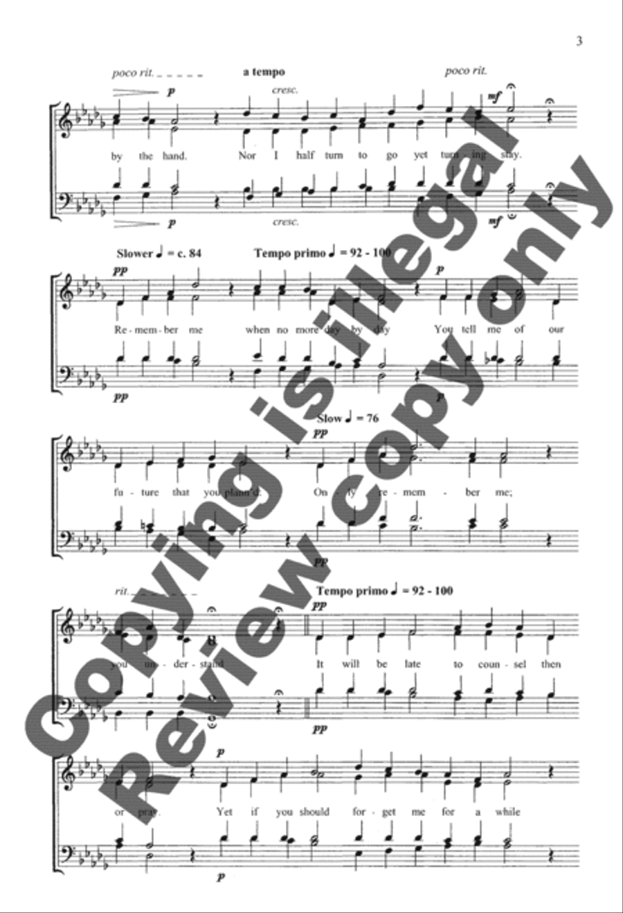 Two Rossetti Songs: 2. Remember 4-Part scores gallery preview page 3