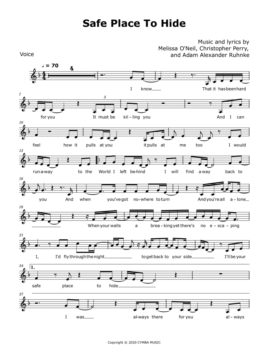 Safe Place To Hide Medium Voice scores gallery preview page 1
