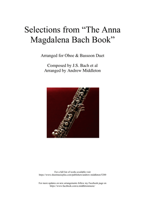 Selections from The Anna Magdalena Bach Book arranged for Oboe & Bassoon Duet