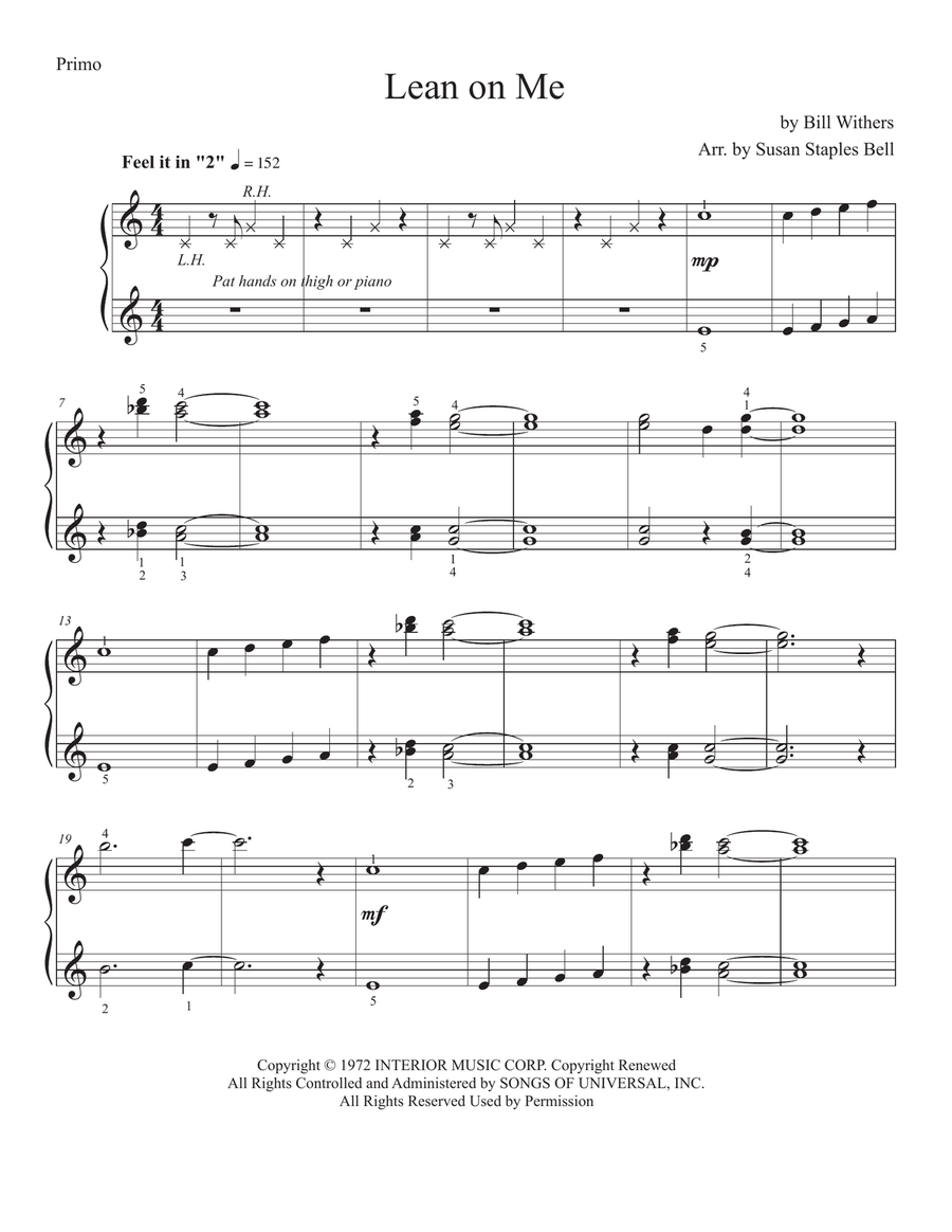 Lean On Me Lean On Me 1 Piano, 4-Hands scores gallery preview page 3