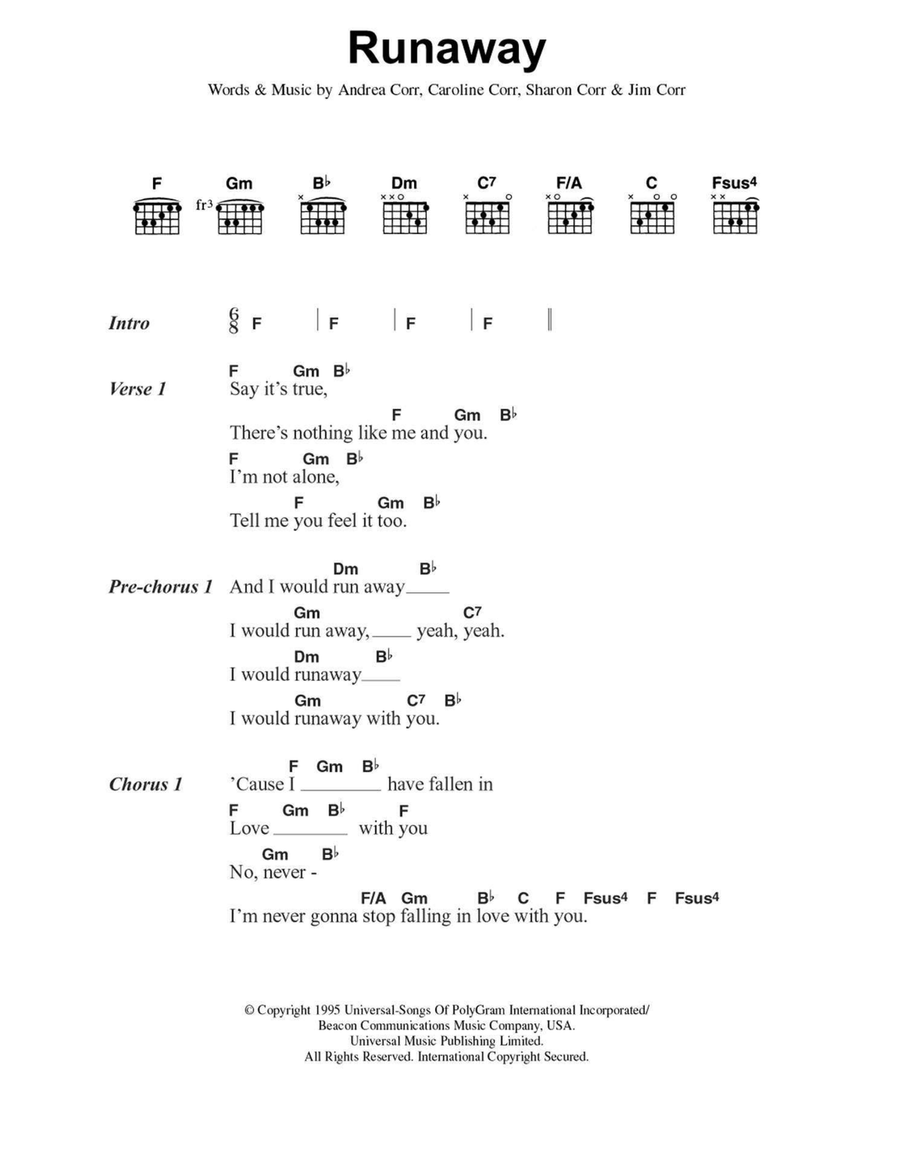 Runaway Acoustic Guitar scores gallery preview page 1