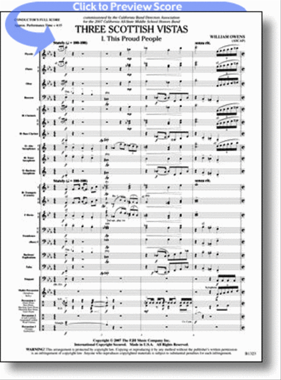 Three Scottish Vistas Concert Band scores gallery preview page 1
