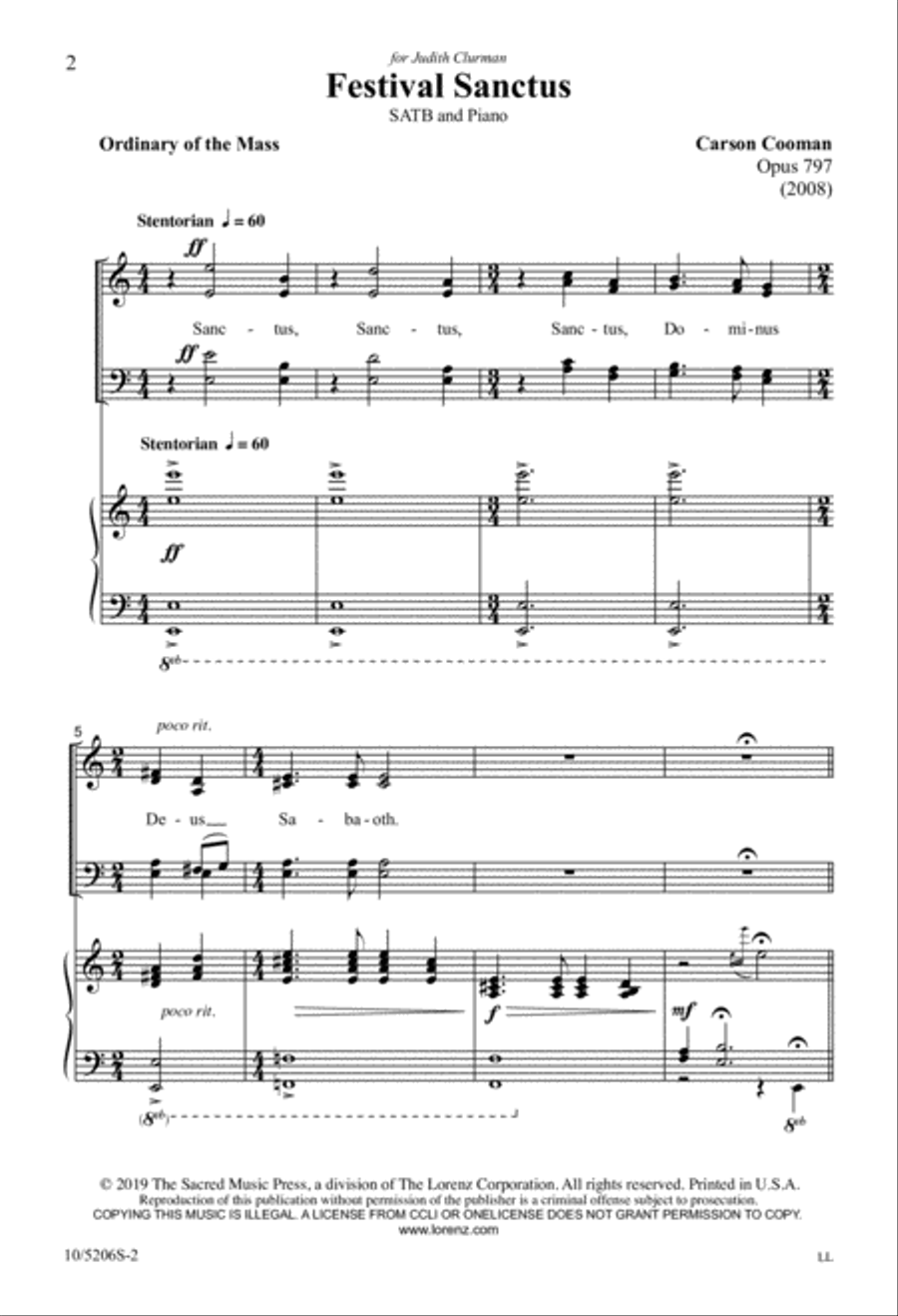 Festival Sanctus 4-Part scores gallery preview page 2