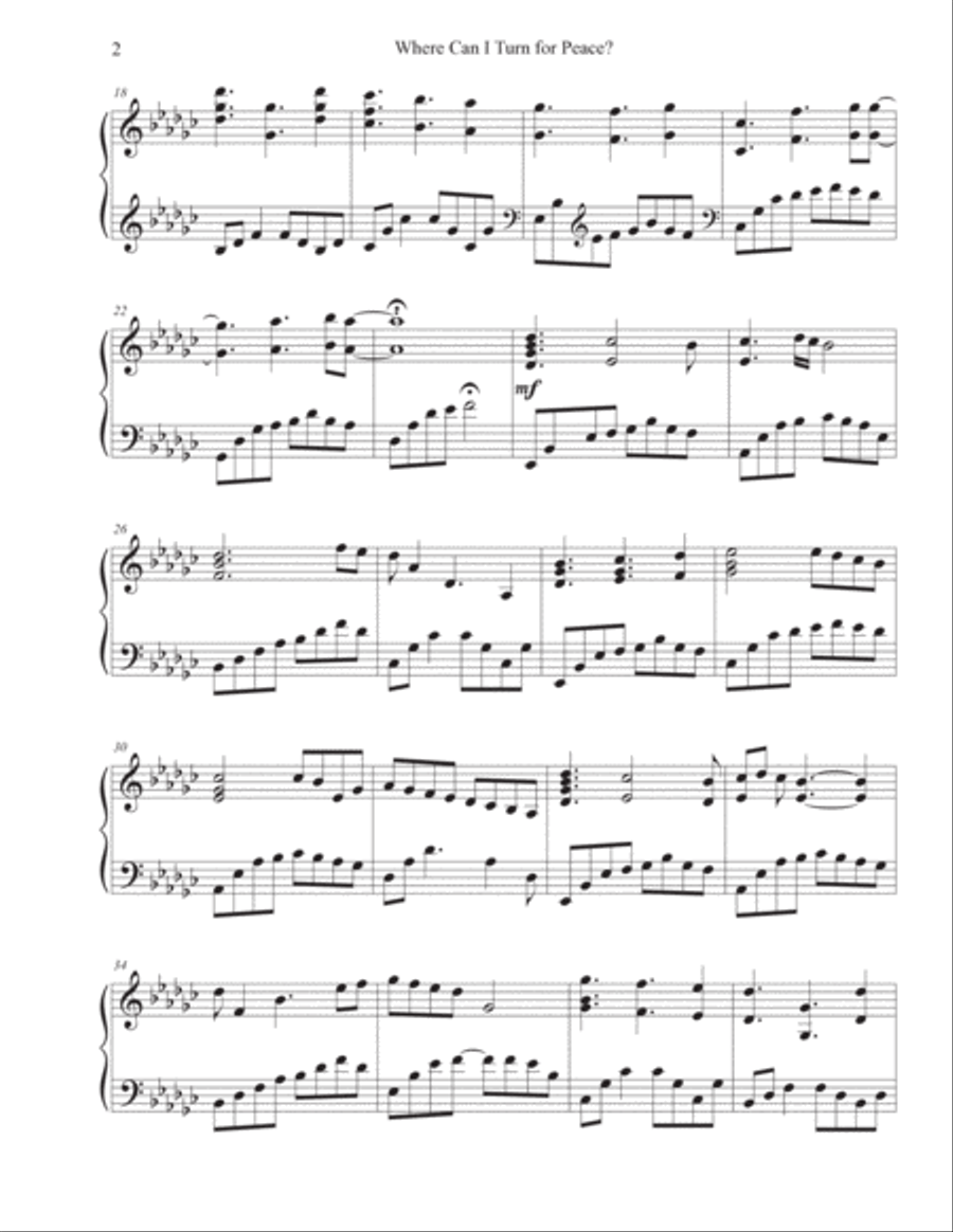 Where Can I Turn for Peace Piano Solo scores gallery preview page 2