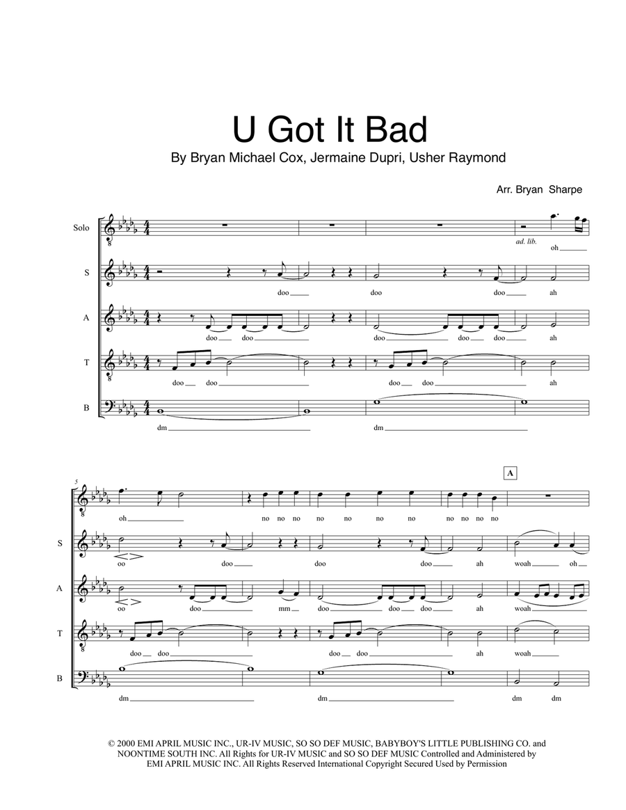 U Got It Bad 4-Part scores gallery preview page 1