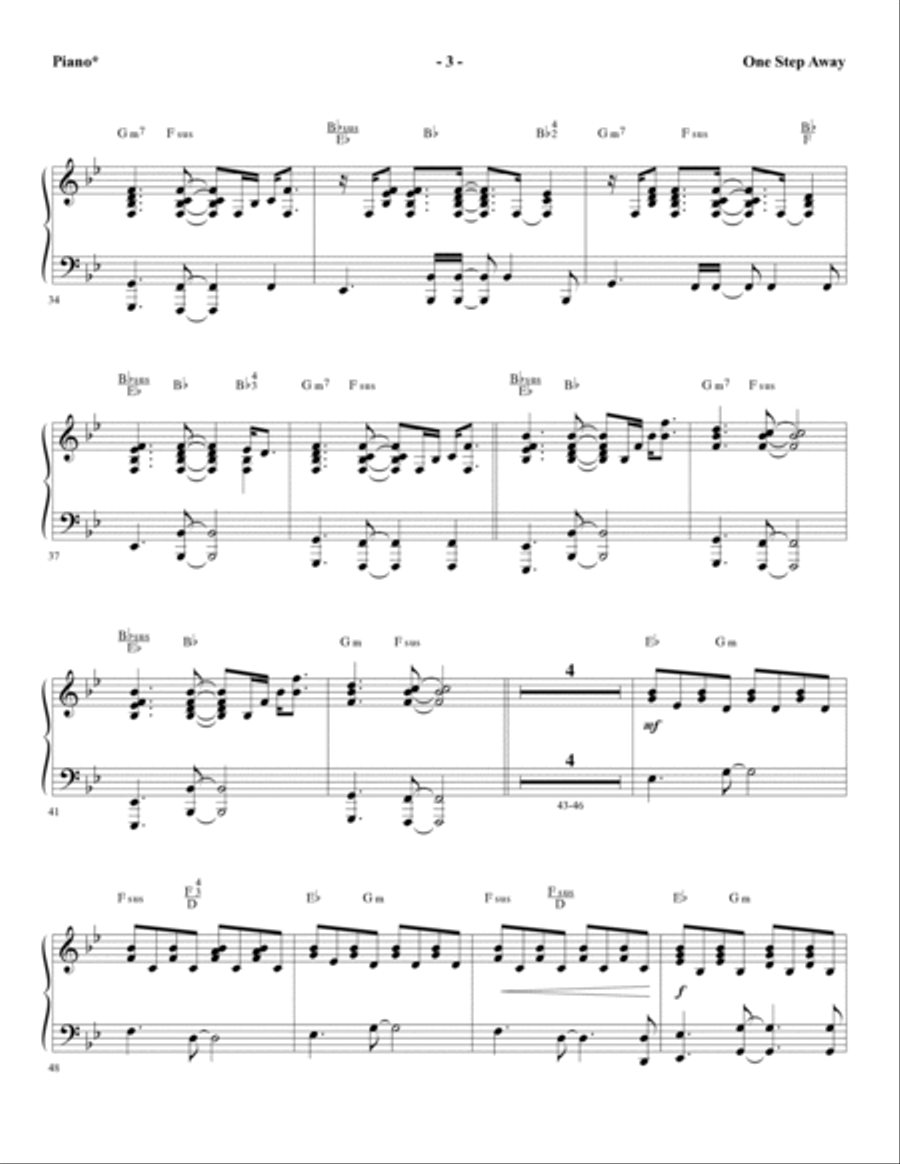 One Step Away - Piano One Step Away - Piano Choir scores gallery preview page 3