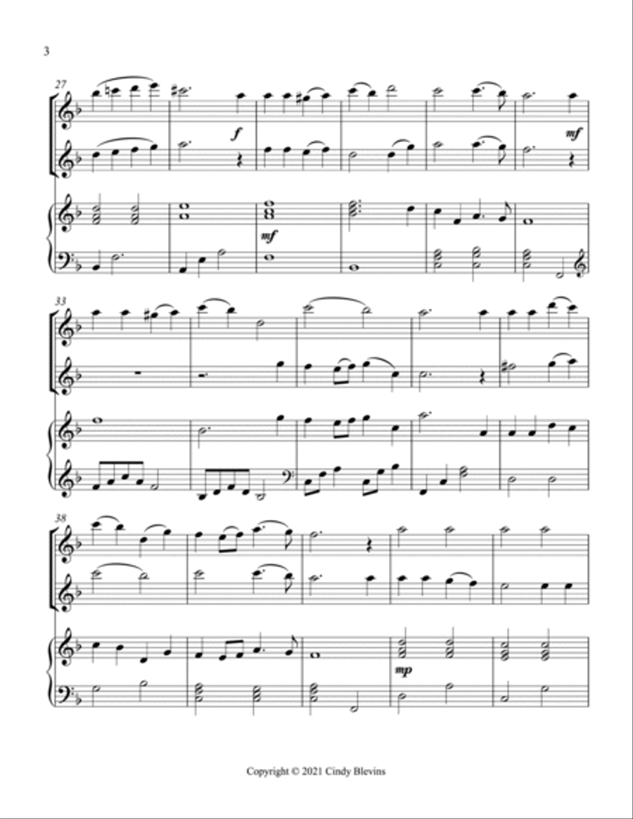 O Little Town Of Bethlehem, Two Flutes and Harp Flute Duet scores gallery preview page 4
