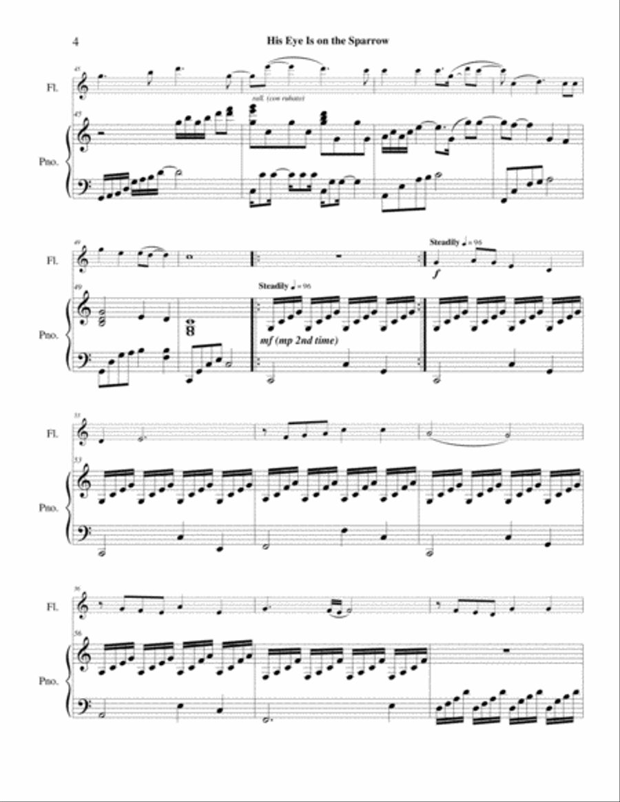 His Eye Is on the Sparrow Flute Solo scores gallery preview page 5
