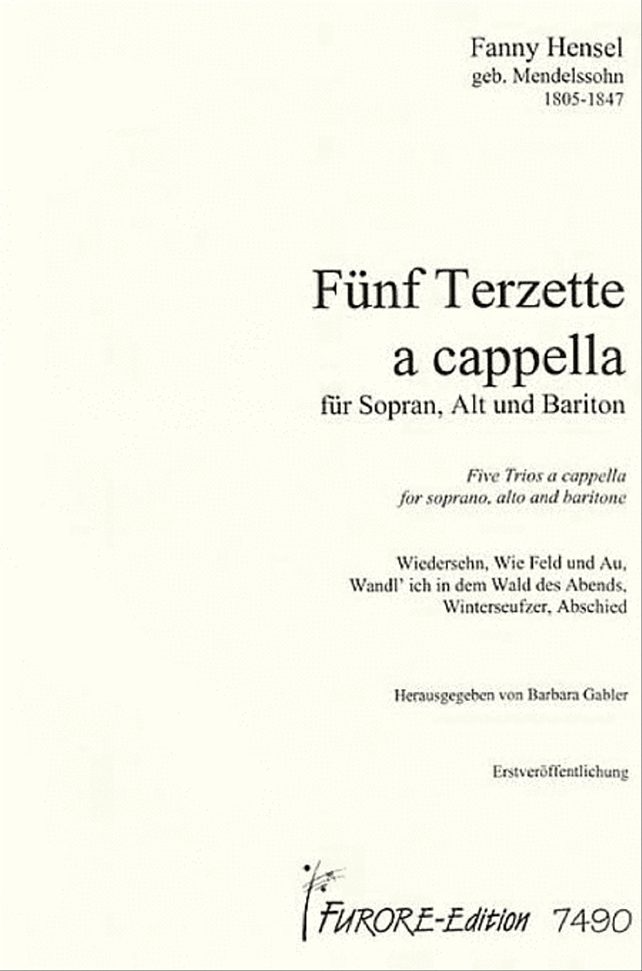 Funf Terzette/Five Trios Funf Terzette/Five Trios A Cappella scores gallery preview page 1