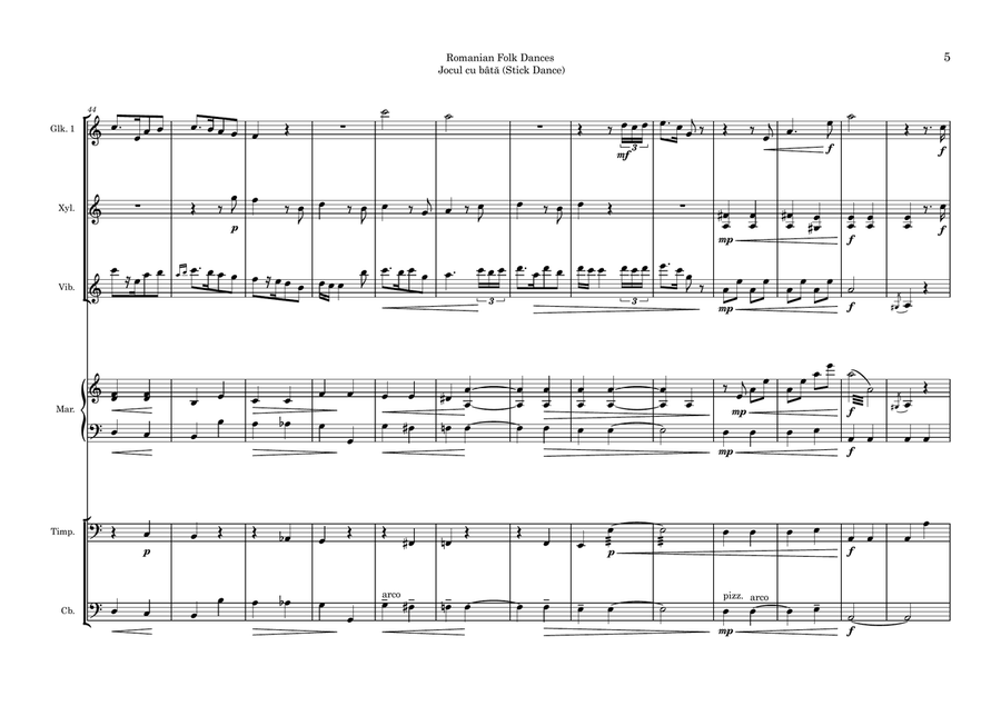 Romanian Folk Dances Romanian Folk Dances Percussion Ensemble scores gallery preview page 5