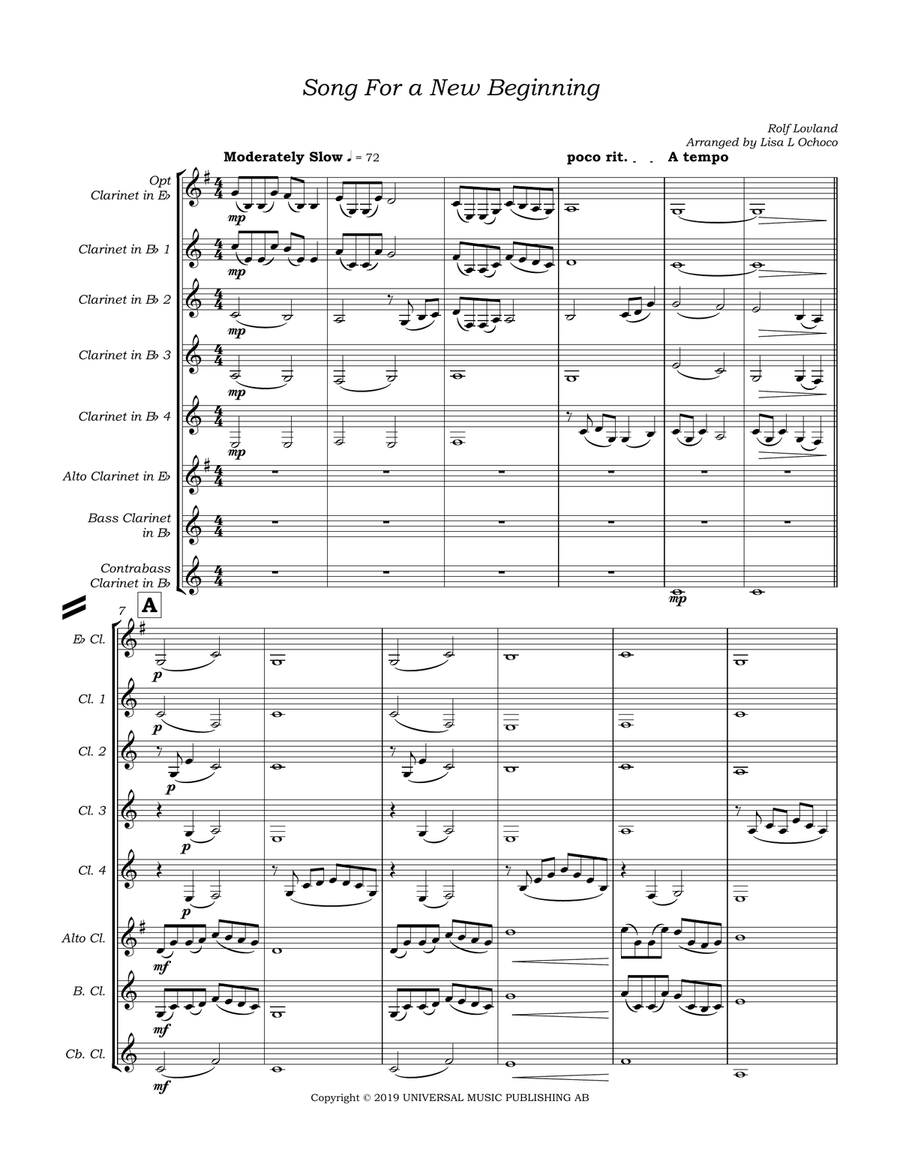 Song For A New Beginning Clarinet Choir scores gallery preview page 5