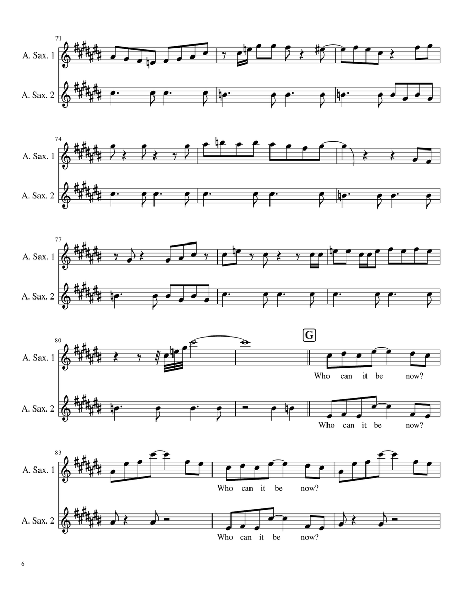 Who Can It Be Now? Woodwind Ensemble scores gallery preview page 6