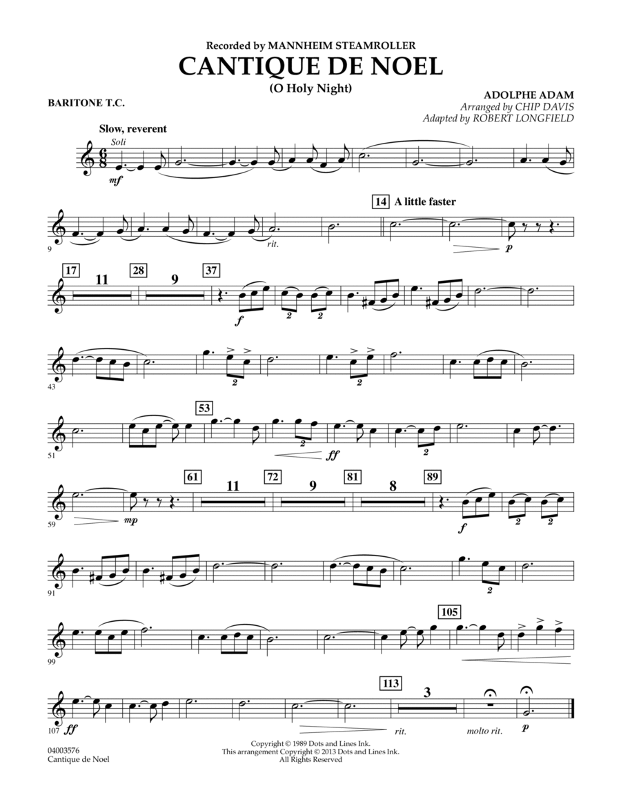 Cantique de Noel (O Holy Night) - Baritone T.C. Concert Band scores gallery preview page 1