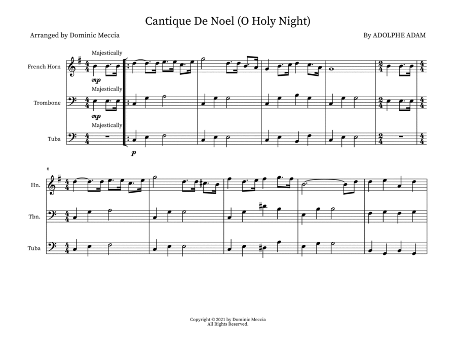 O Holy Night (Cantique De Noel) Brass Ensemble scores gallery preview page 1