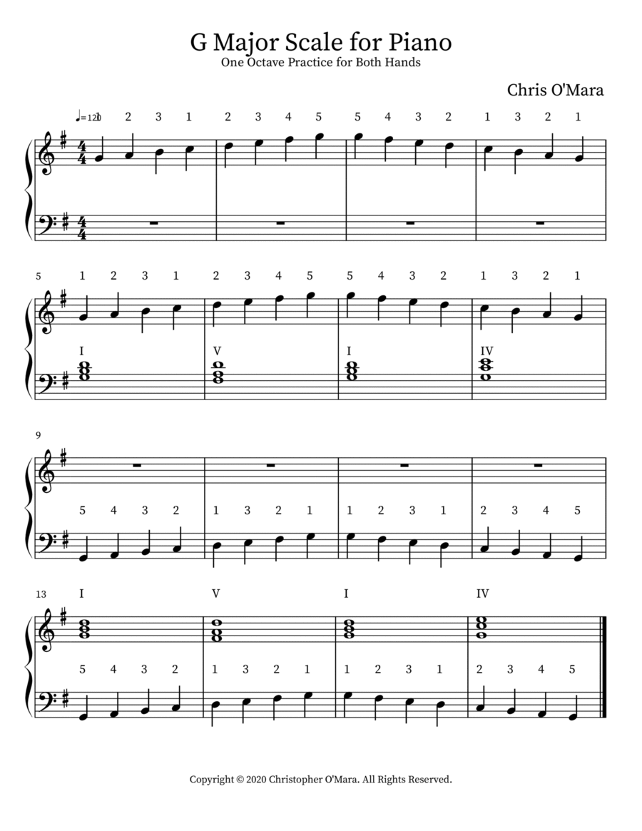 G Major Scale for Piano Piano scores gallery preview page 1