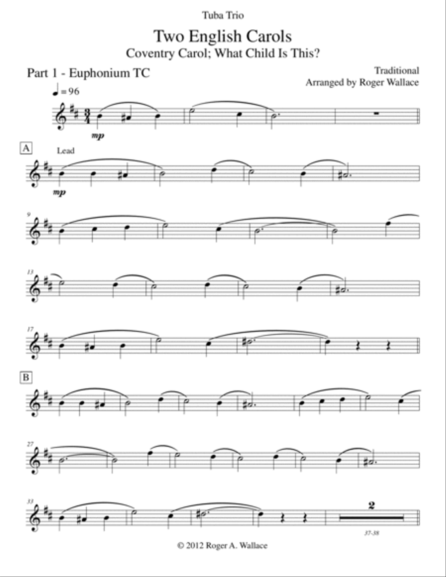 Two English Carols (Coventry Carol; What Child Is This?) - Tuba Trio Two English Carols (Coventry Carol; What Child Is This?) - Tuba Trio Brass Trio scores gallery preview page 6