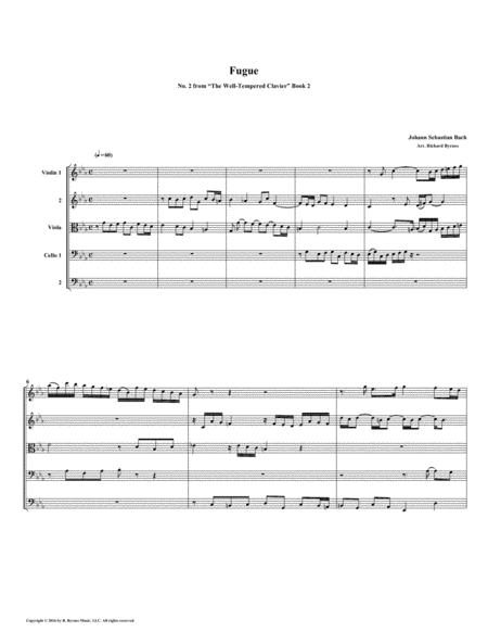 Fugue 02 from Well-Tempered Clavier, Book 2 (String Quintet) image number null