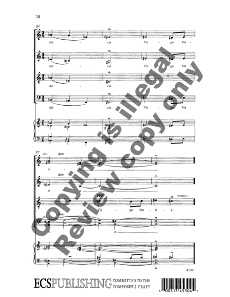 Four Marian Motets: 3. Salve Regina 4-Part scores gallery preview page 20
