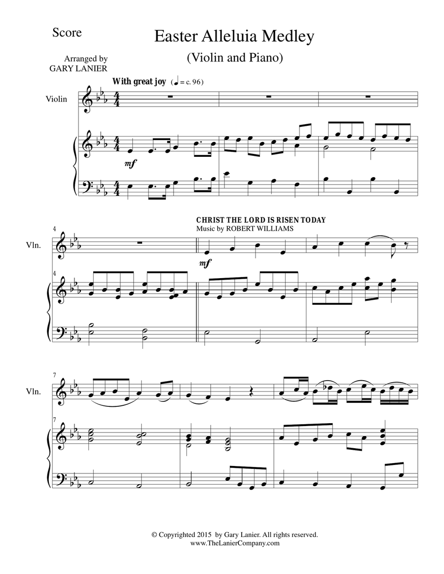 EASTER ALLELUIA MEDLEY (Duet – Violin/Piano) Score and Violin Part Violin Solo scores gallery preview page 1
