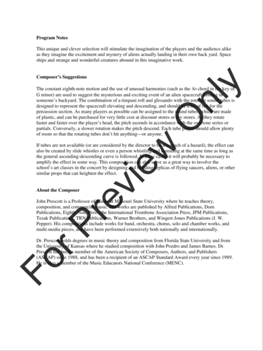 Aliens Landing Concert Band scores gallery preview page 3