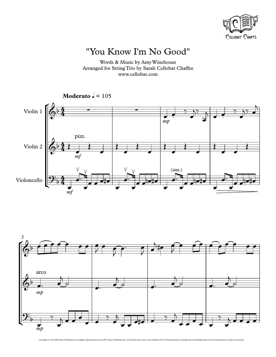 You Know I'm No Good String Trio scores gallery preview page 1