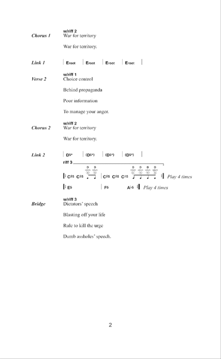 Territory Electric Guitar scores gallery preview page 2
