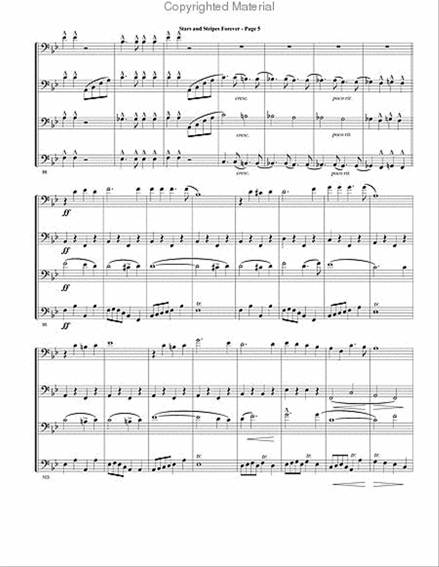 Stars and Stripes Forever Trombone Quartet scores gallery preview page 3