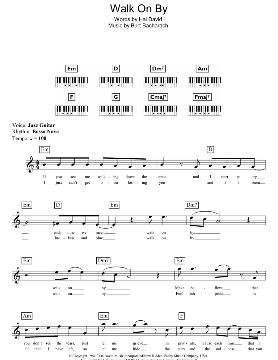 Walk On By Walk On By Piano scores gallery preview page 1