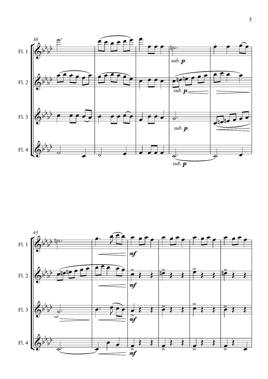Fantasia on the Ukrainian Bell Carol - for Flute Quartet Flute Quartet scores gallery preview page 5