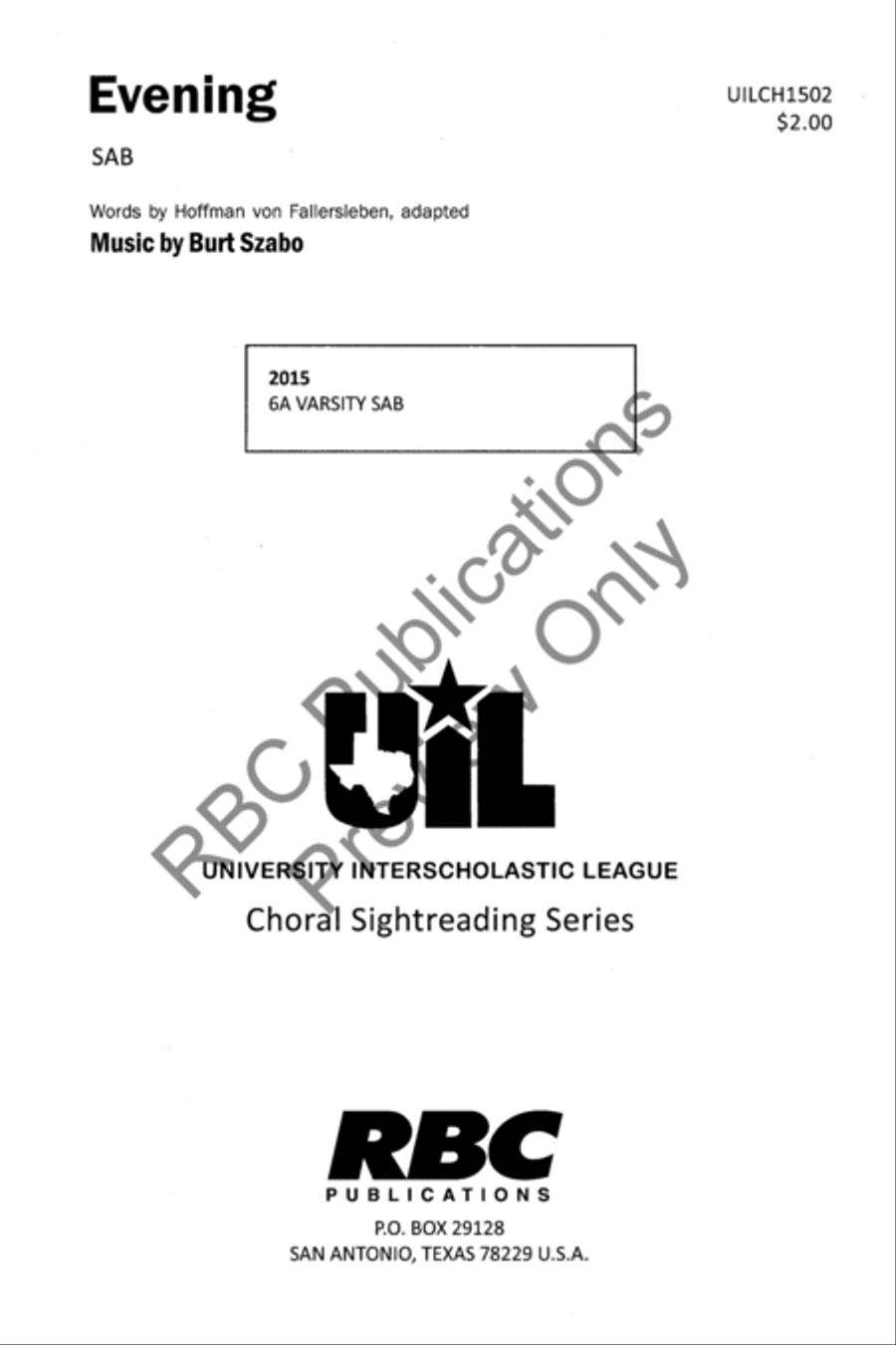 Evening (SAB) 3-Part scores gallery preview page 2