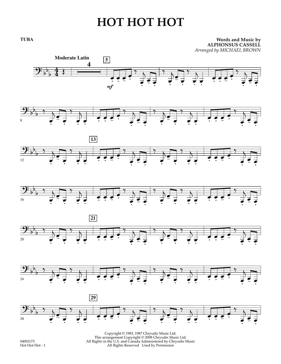 Hot Hot Hot - Tuba Hot Hot Hot - Tuba Concert Band scores gallery preview page 1