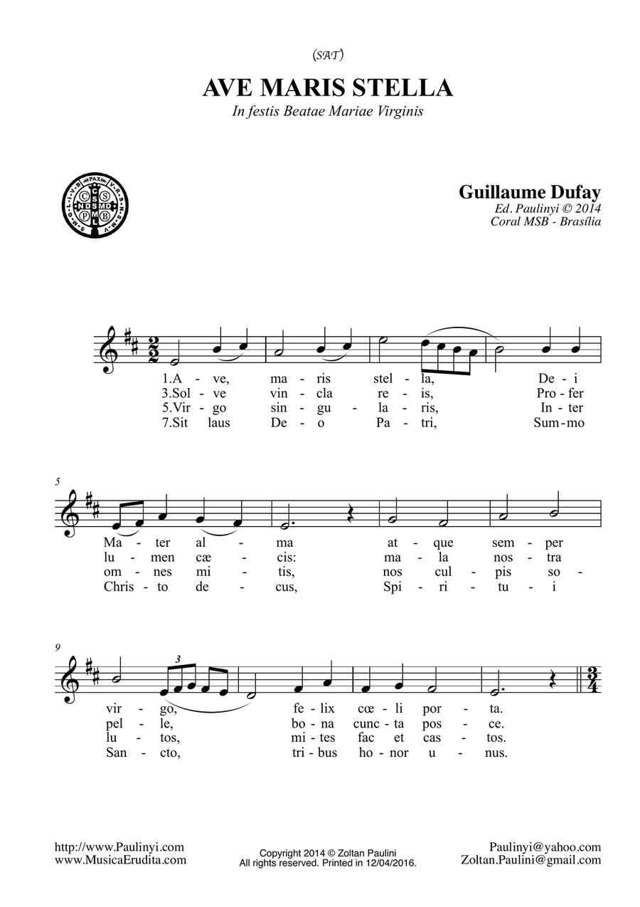 Ave Maris Stella (choir SAT) SAT scores gallery preview page 1