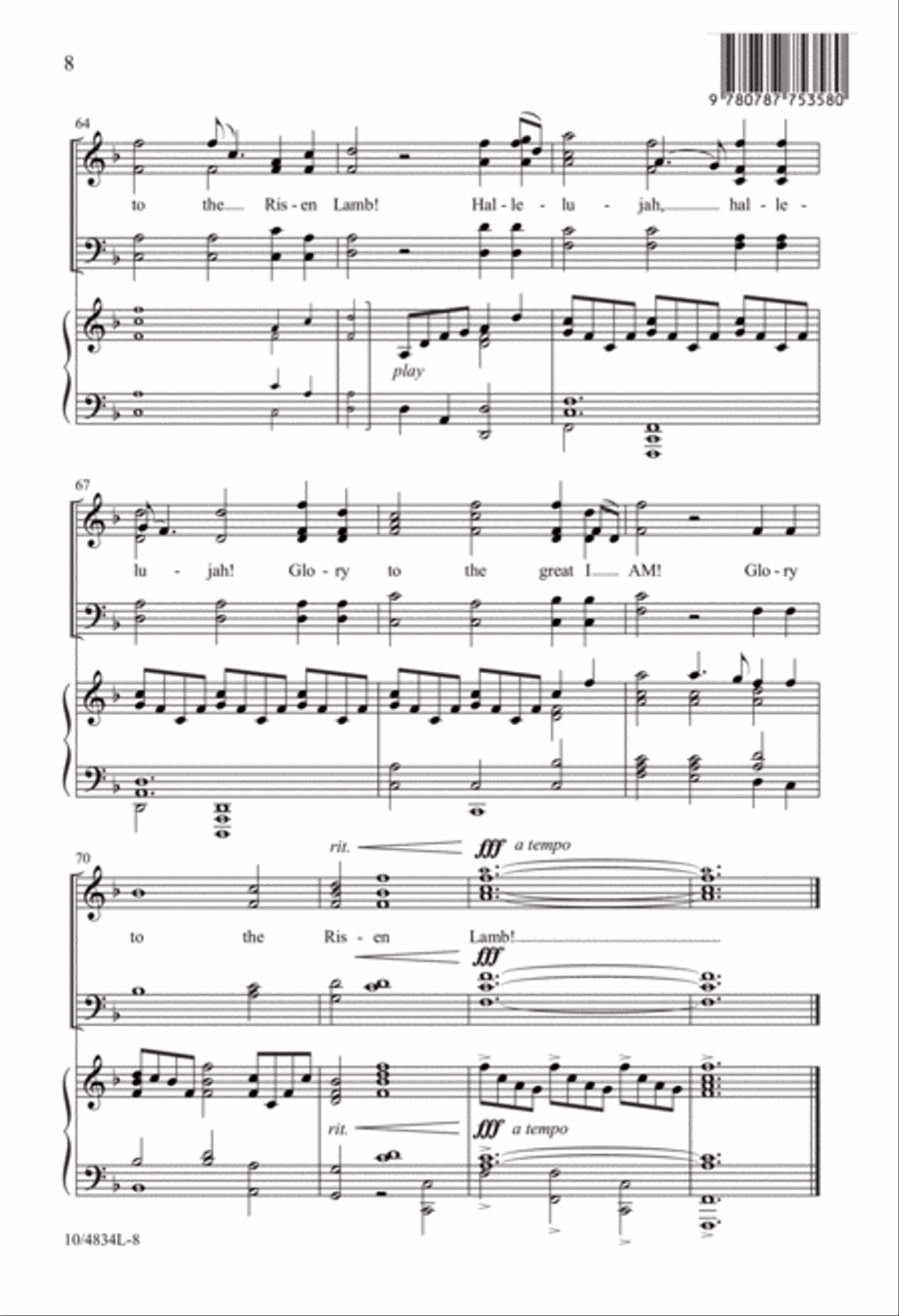 Glory to the Risen Lamb! Glory to the Risen Lamb! 4-Part scores gallery preview page 8
