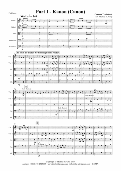 German Spring Song Collection - 5 Concert Pieces - String Orchestra