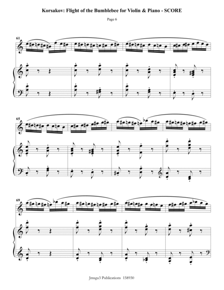 Rimsky-Korsakov: Flight of the Bumblebee for Violin & Piano image number null
