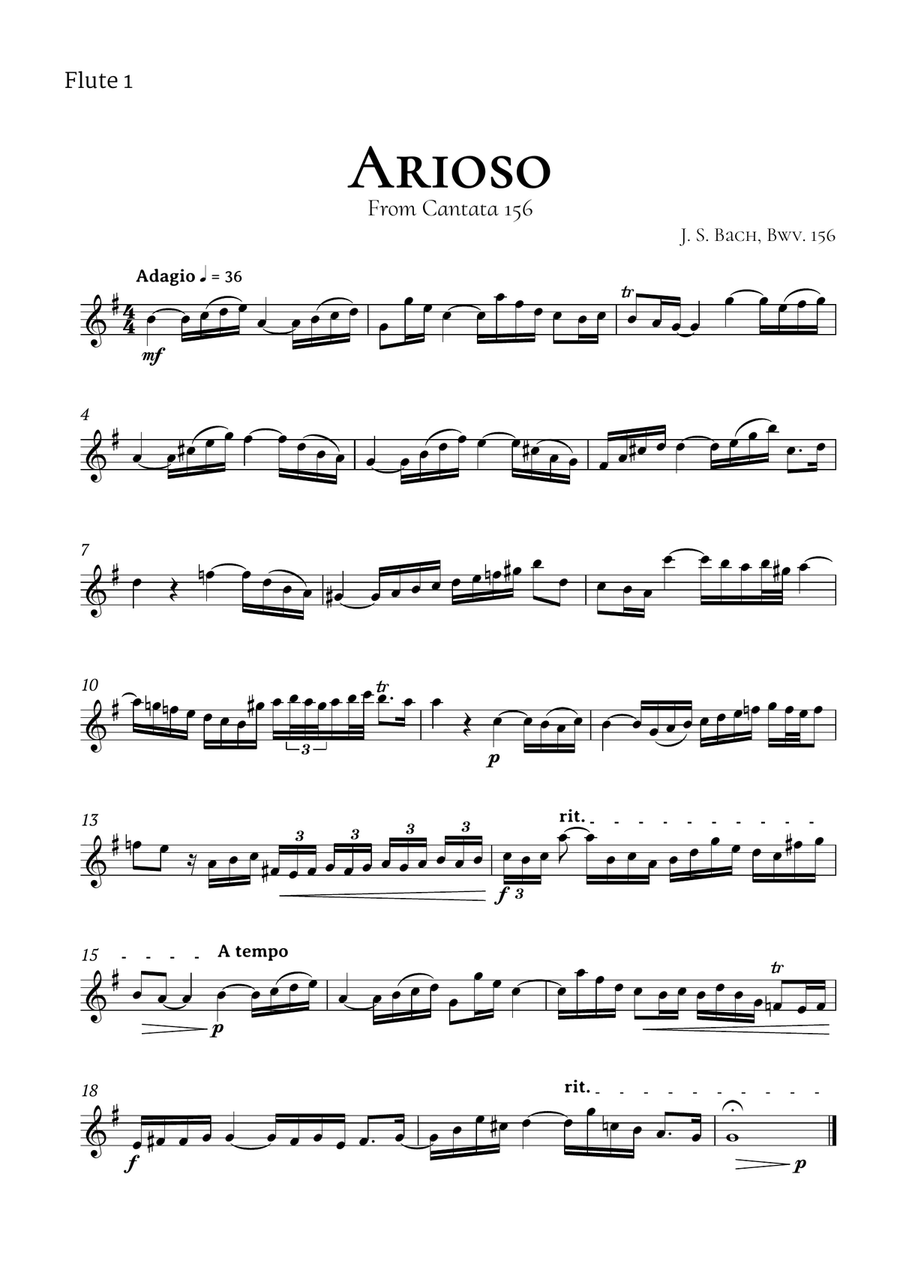 Arioso Bach Woodwind Quartet 2 Flutes 2 Clarinets Woodwind Quartet scores gallery preview page 4