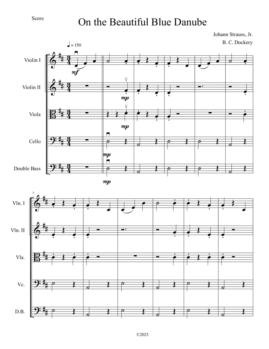 The Blue Danube (String Orchestra or Quintet) String Orchestra scores gallery preview page 1